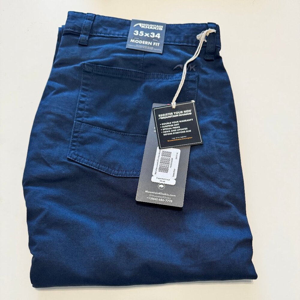 NWT Mountain Khakis Homestead Chino Navy 35x34